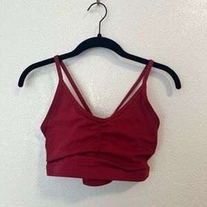 Amazon Brand Strappy Dark Red Sports Bra